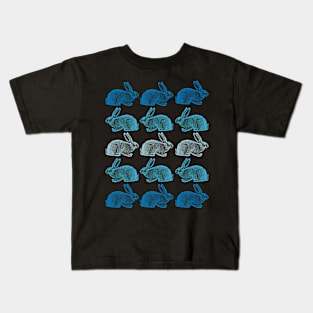 Cute Blue Rabbits Rabbit Lover Retro Vintage Rabbit Animal Art Kids T-Shirt